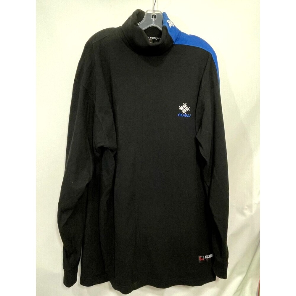 FUBU The Collection Turtleneck Mens 2XL Black Blue Streetwear Club 90's Hip Hop